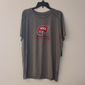 Pro Edge Grey Short-Sleeve T-Shirt with Red WKU Logo